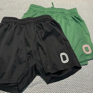 OVERTIME Men's Athletic Mesh Shorts — Black and Green, 2 pairs